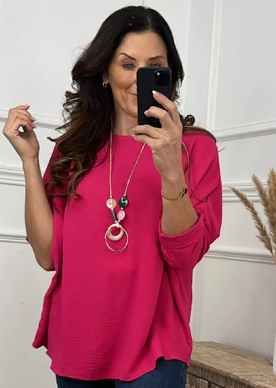 Charlie Fuchsia Necklace Blouse