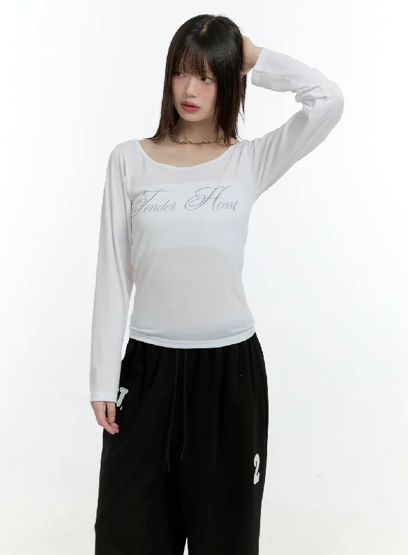 Sheer Graphic Long-Sleeve Top CF506